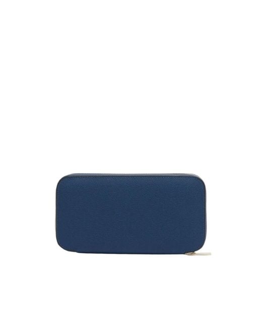 Valextra Blue Zipper Wallet