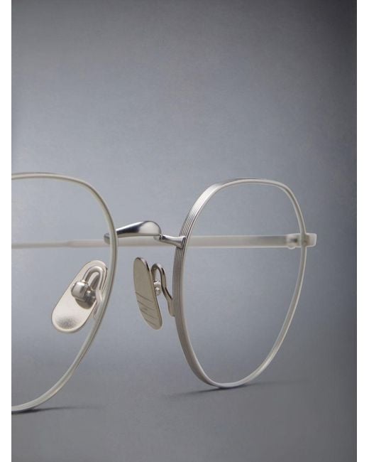 Thom Browne White Eyewear Round Frame Glasses for men