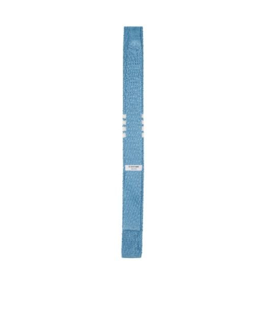 Thom Browne Blue 4-Bar Silk Tie for men