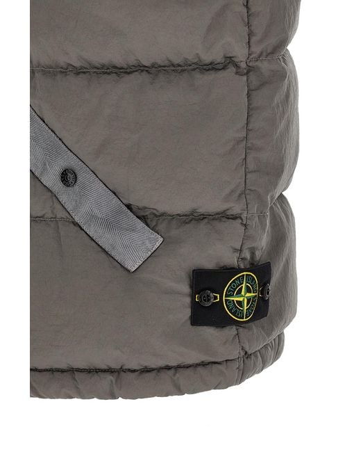 Stone Island Gray Zipped Quilted Vest for men