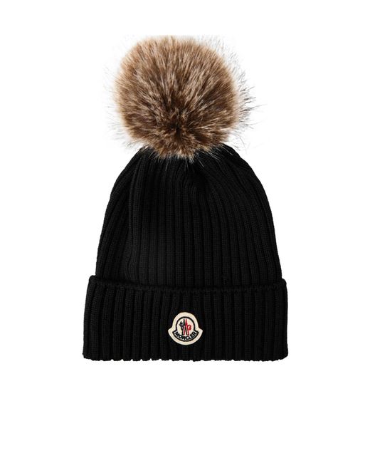 Moncler Black Simple Fur Cap