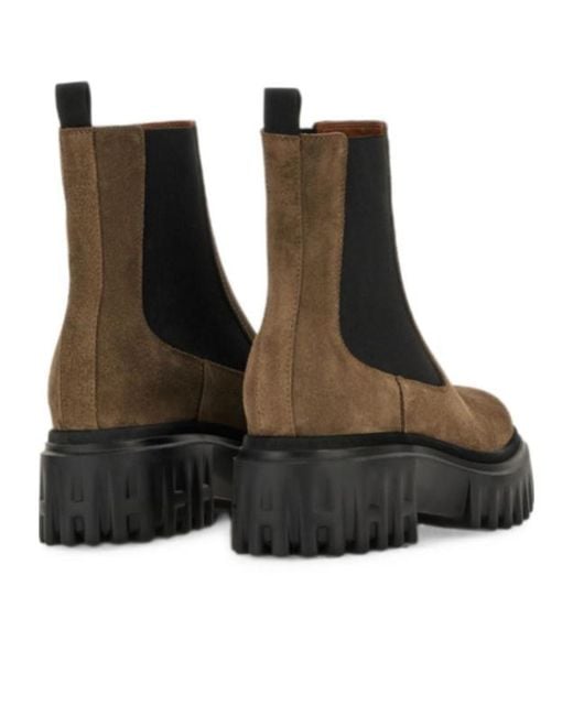 Hogan Brown Beatles Ankle Boots