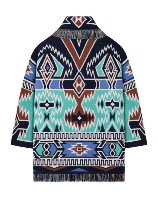 Alanui Blue Fringe Detailed Belted Cardigan
