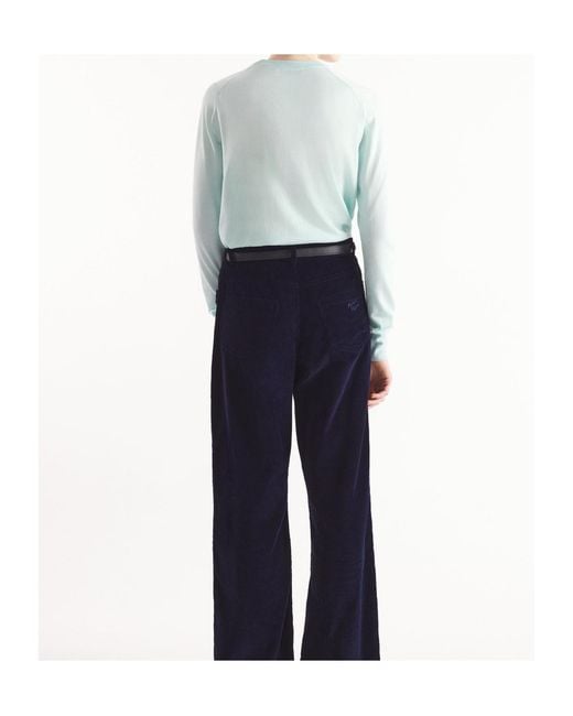 Maison Kitsuné Blue Round-Collar Long-Sleeve Hoodie