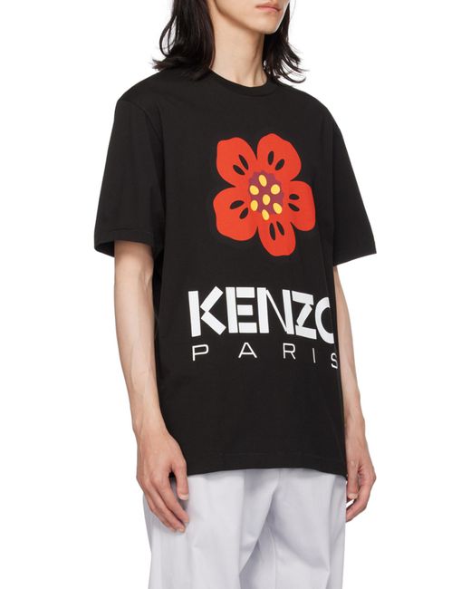 KENZO Black Boke Flower Printed Crewneck T-Shirt for men
