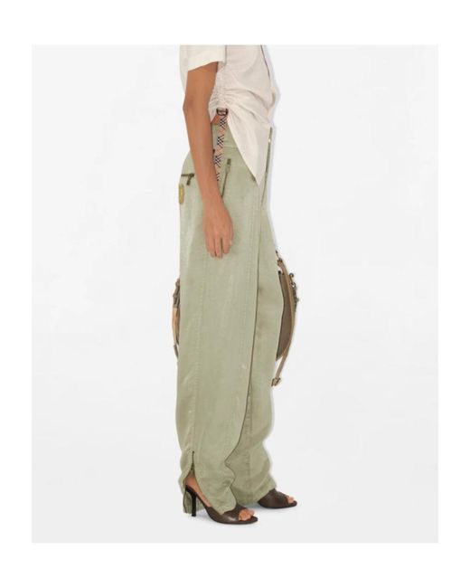 Burberry Green Crest-Embroidered Trousers