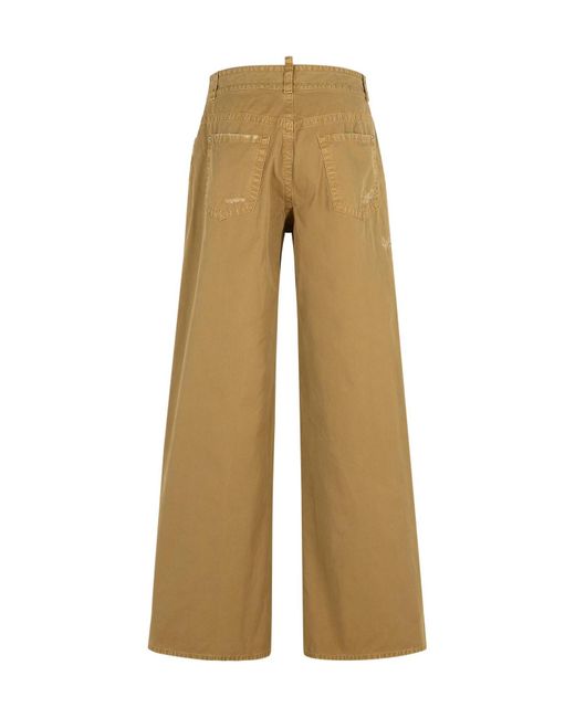 DSquared² Natural Distressed Straight-Leg Trousers