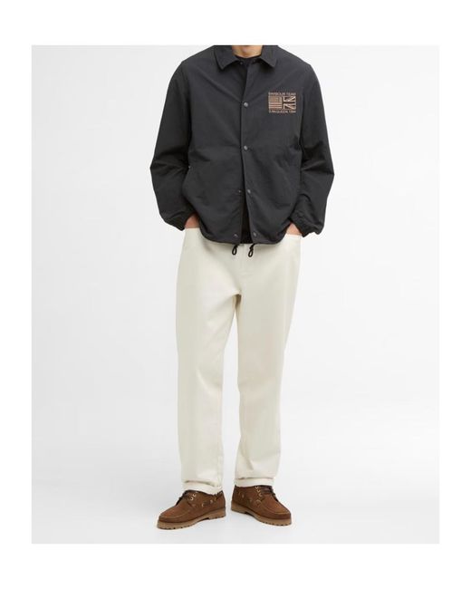 Barbour Black Long-Sleeved Snap-Button Casual Jacket for men
