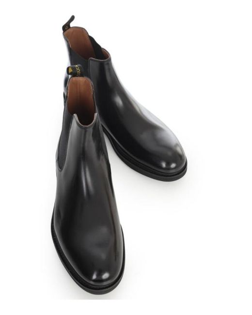 Doucal's Black Round Toe Slip-On Chelsea Boots for men