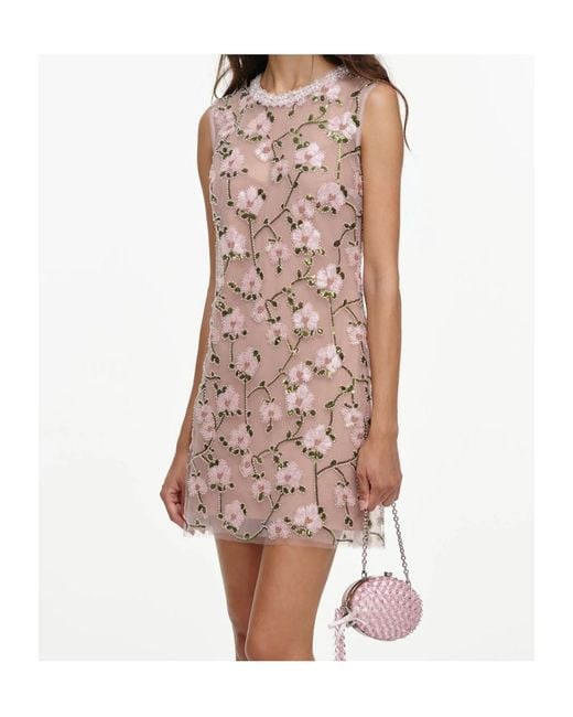 Self-Portrait Brown Floral Sequin Embellished Mini Dress