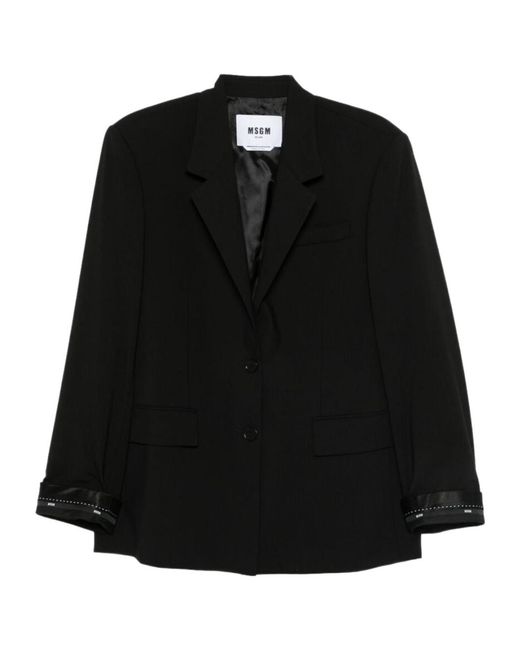 MSGM Black Single Breasted Long Sleeved Jacket