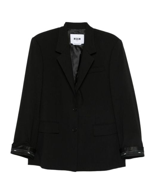 MSGM Black Single Breasted Long Sleeved Jacket