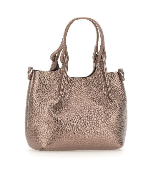 Gianni Chiarini Brown Small Dua Grain-Leather Tote Bag