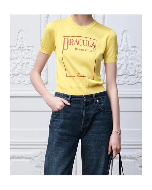 Dior Yellow Book Cover Short-Sleeved Sweater