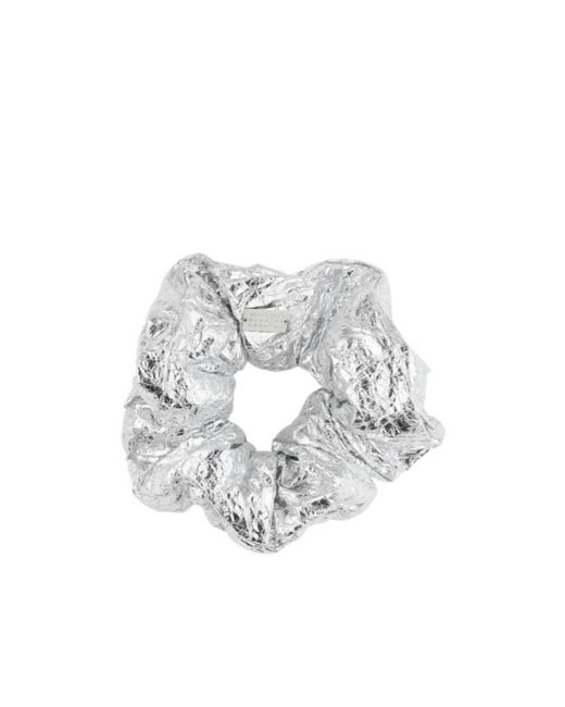 MM6 by Maison Margiela White Crinkled Metallic Hair Tie