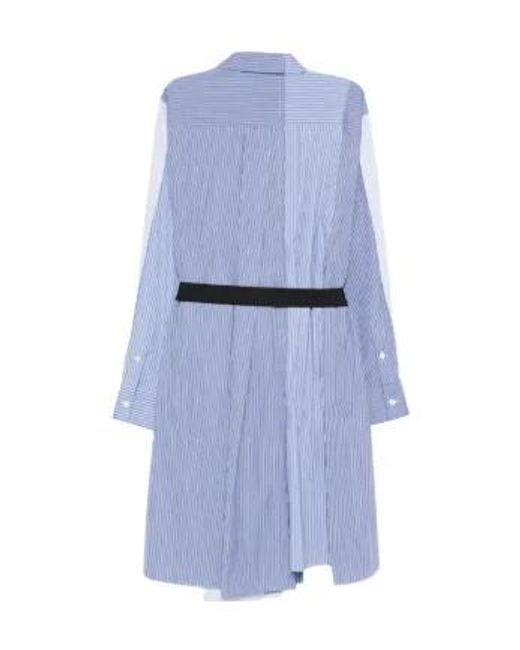 Sacai Blue Striped Belted Shirt Dress