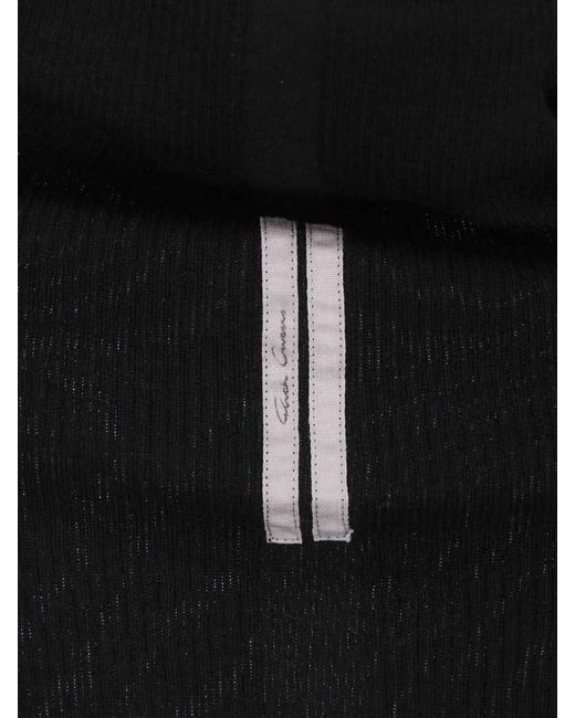 Rick Owens Black Ribbed Turtleneck Knitted Top