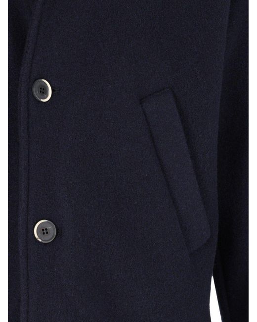 Barena Blue Button-Up High-Neck Jacket for men