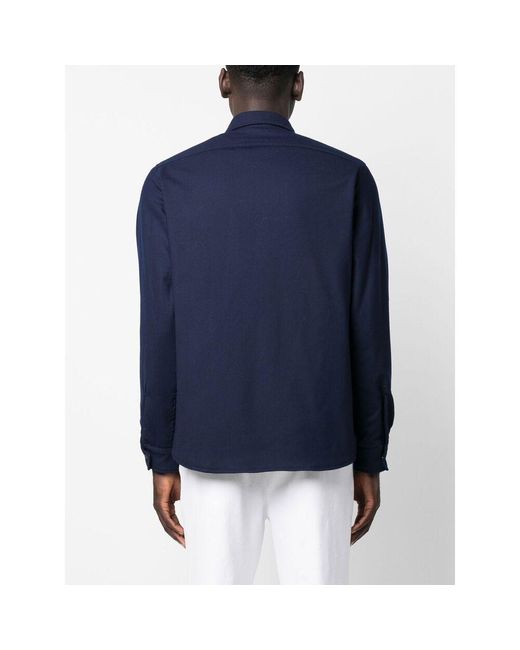 Aspesi Blue Press-Stud Fastened Long-Sleeved Shirt for men