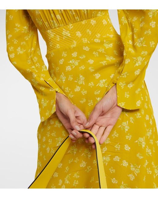 Dorothee Schumacher Yellow Eccentric Floral Silk-Blend Midi Dress