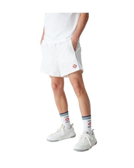 Casablanca White Logo Patch Elastic Waist Shorts for men