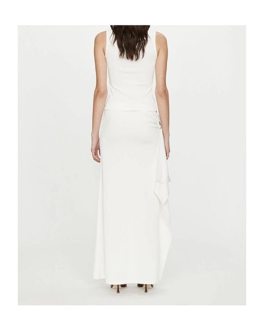 Christopher Esber White Ruched Drape Midi Skirt