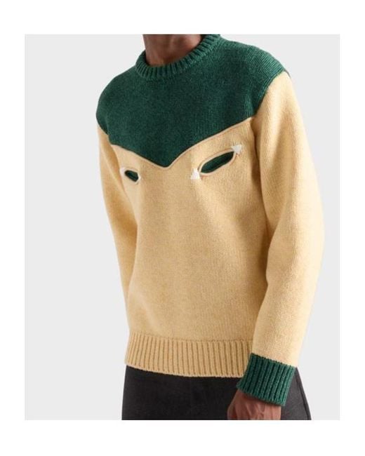 Prada Green Oversized Shetland Wool Sweater for men