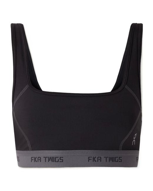 On Shoes Black Studio Stretch Recycled-Jersey Sports Bra