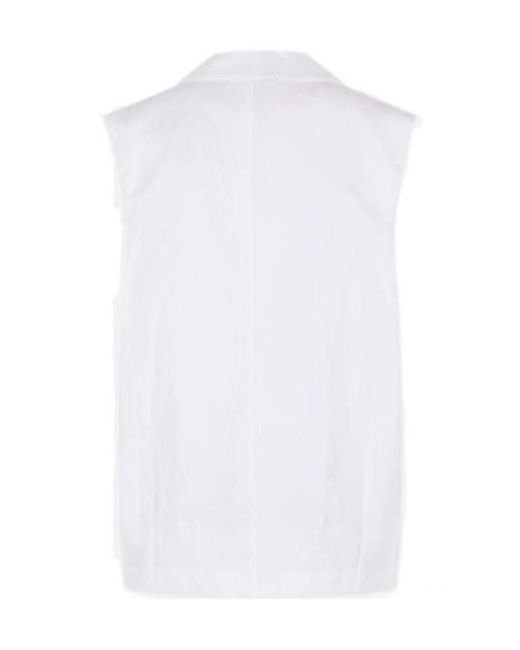 Brunello Cucinelli White Single-Breasted Sleeveless Jacket