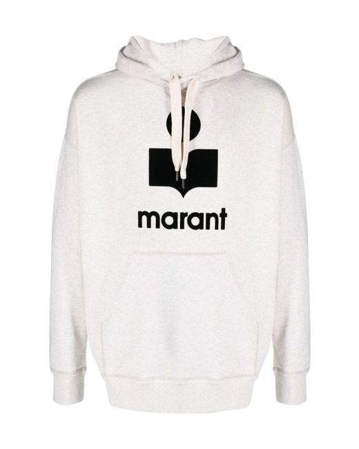 Isabel Marant White Miley Logo Flocked Hoodie for men