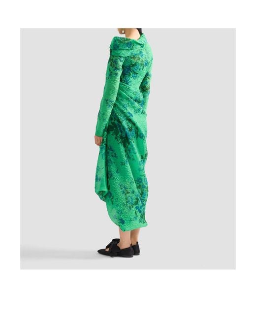 Erdem Green Pleated Dress
