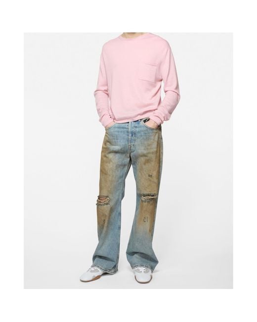 Acne Pink Cotton Sweater for men
