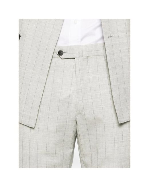 Caruso White Norma Double-Breasted Check-Pattern Suit for men