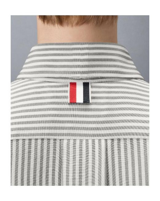Thom Browne Gray Striped Silk-Satin Shirt
