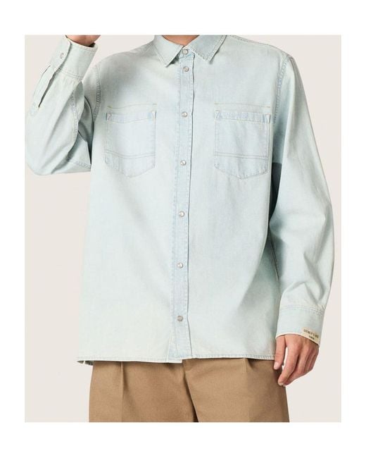 Golden Goose Deluxe Brand Blue Long Sleeved Shirt for men