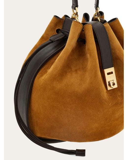 Ferragamo Brown Hug Bucket Bag