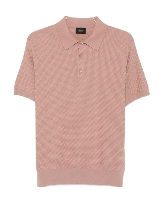 Brioni Pink Short-Sleeved Polo Shirt for men