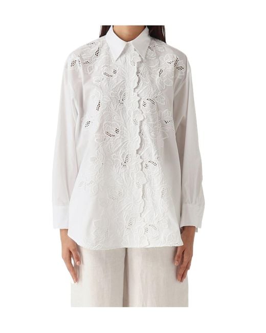 Ermanno Scervino White Embroidered Scalloped Shirt