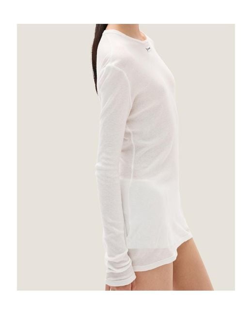 Miu Miu White Logo Patch Long Sleeved Top