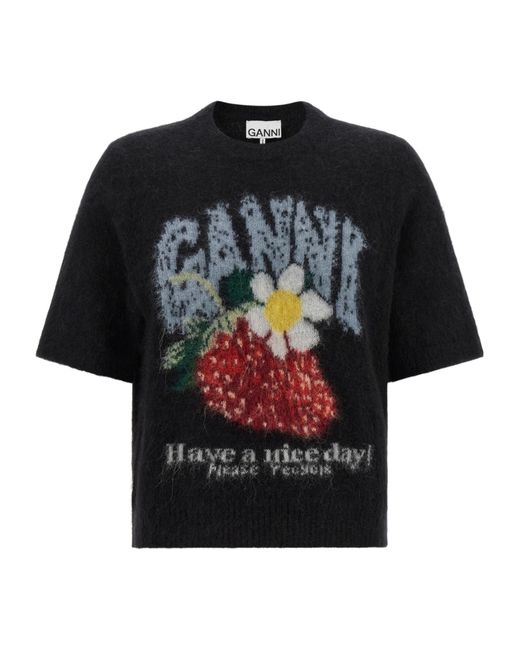 Ganni Black 'Strawberry' Sweater