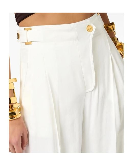 Elisabetta Franchi White High-Waist Wide-Leg Pants