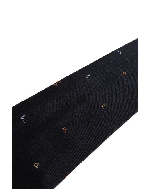 Paul Smith Black Embroidered Motif Tie for men