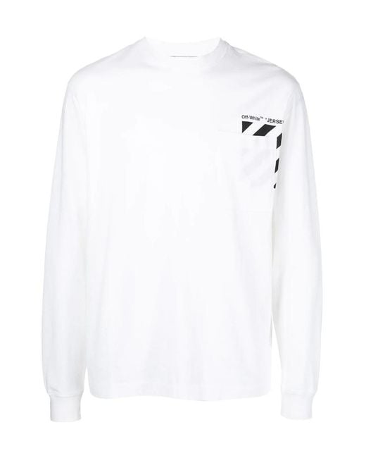 Off-White c/o Virgil Abloh White Diag-Stripe Print Long-Sleeved T-Shirt for men