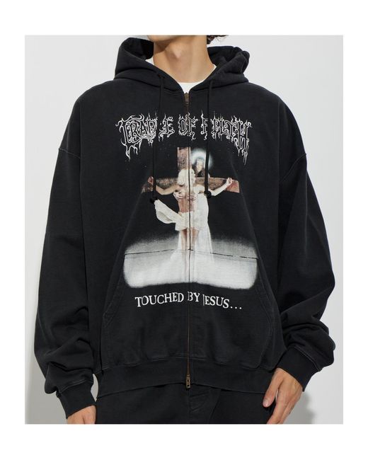 Vetements Black Long-Sleeved Hooded Sweatshirt for men