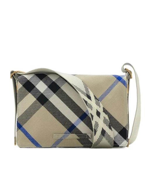 Burberry Green Trench Checked Foldover-Top Crossbody Bag for men