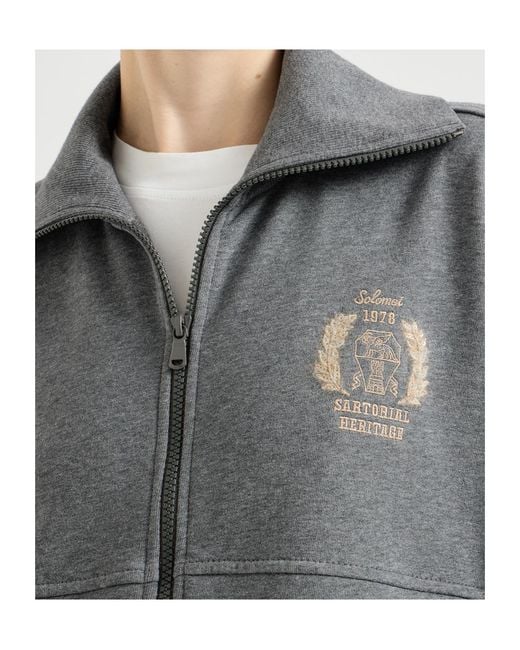 Brunello Cucinelli Gray Logo-Embroidered Zip-Up Hoodie
