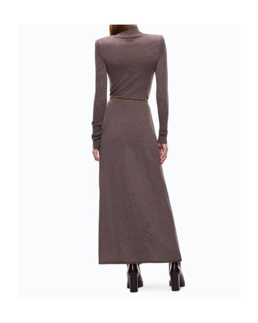Pinko Brown Fine-Knit Roll-Neck Dress