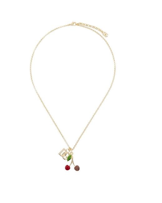 Dolce & Gabbana White Logo-Charm Polished Necklace