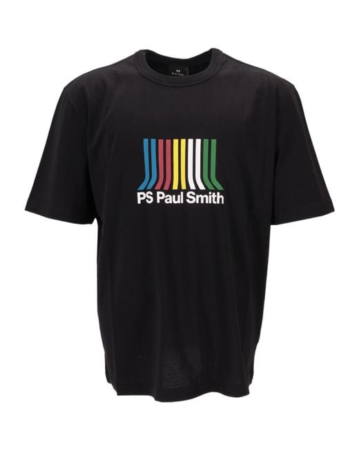 Paul Smith Black Multi-Stripe Logo T-Shirt for men