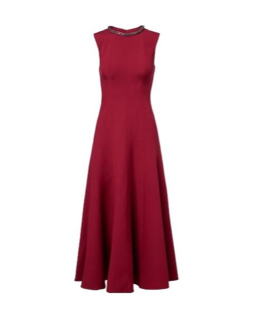 Roland Mouret Red Embellished Wool And Silk Midi Dress